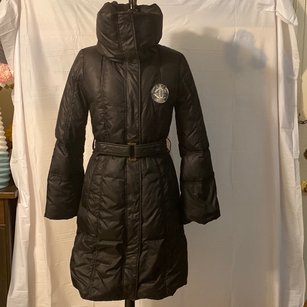 Just cavalli women puffer jacket size 40 color black like new